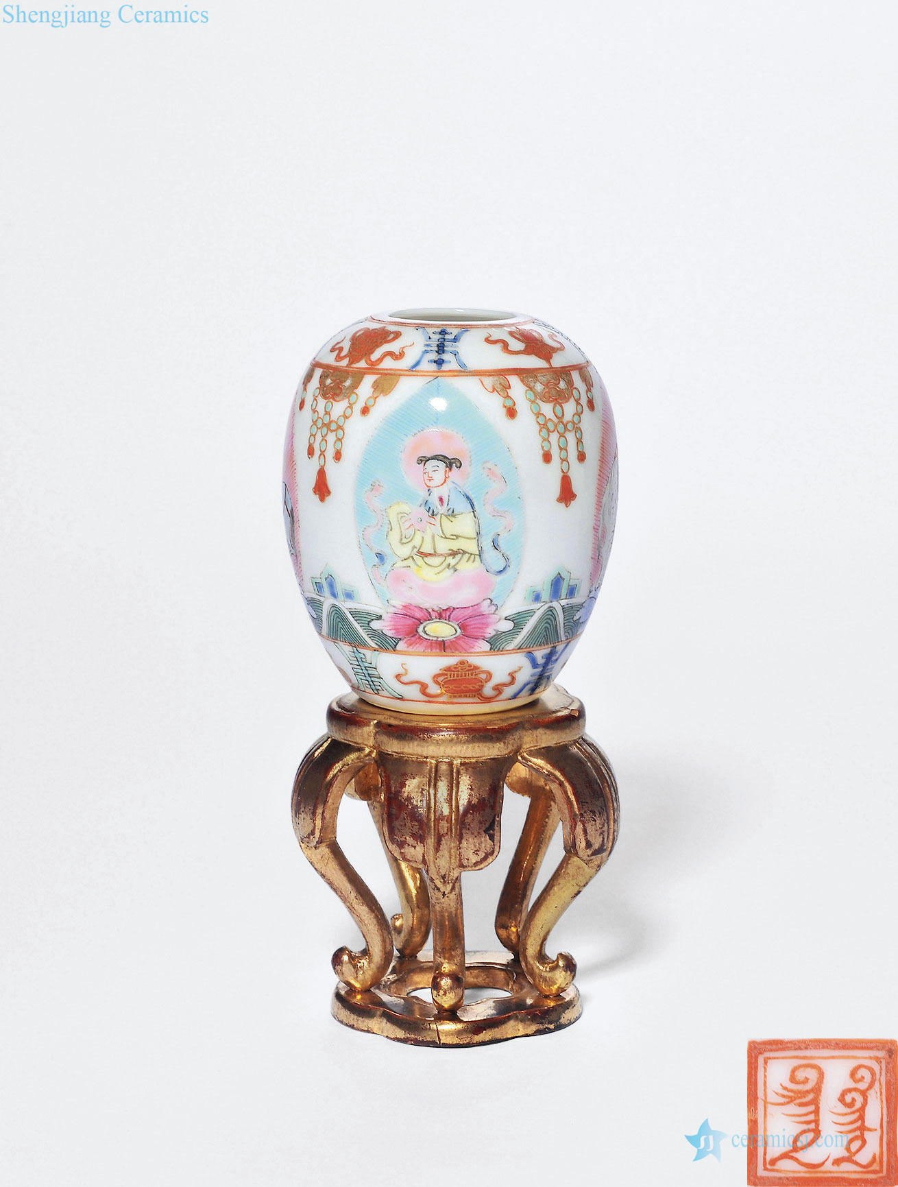 In late qing pastel seven Jane canister