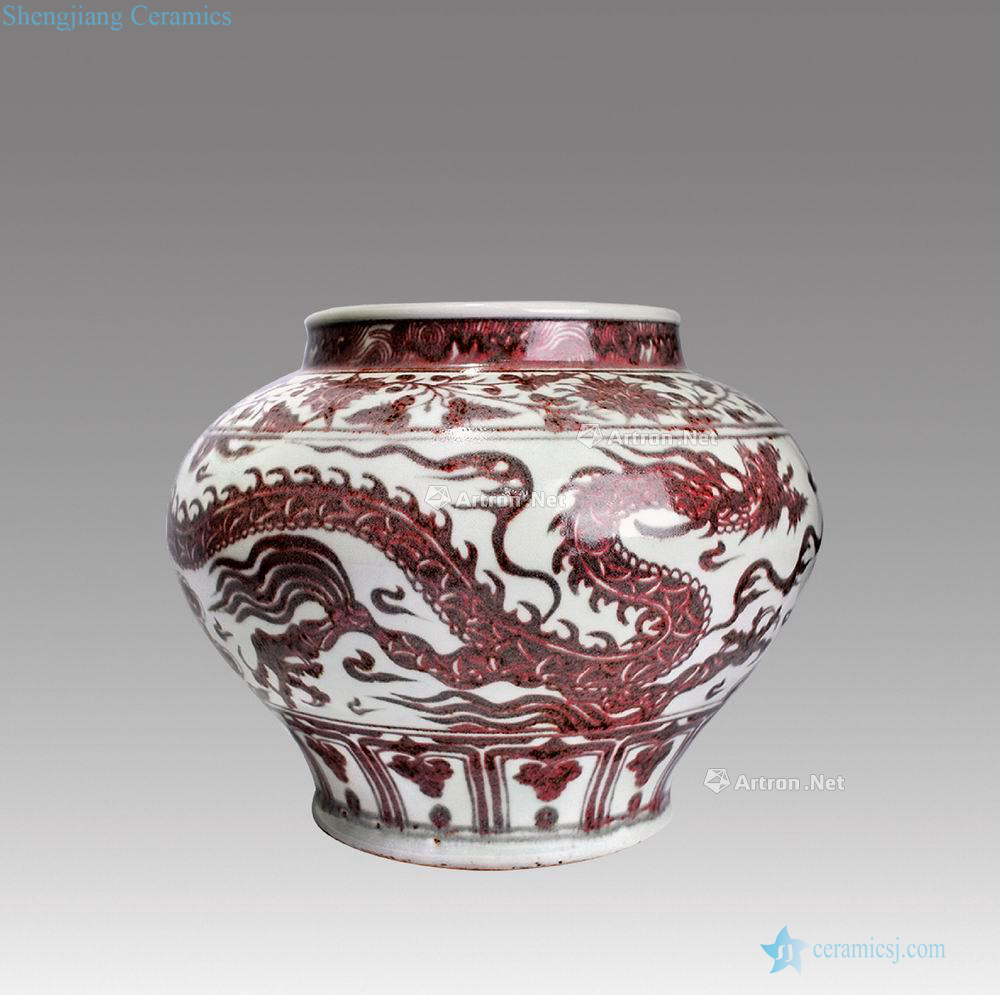 yuan Youligong red dragon grain big pot