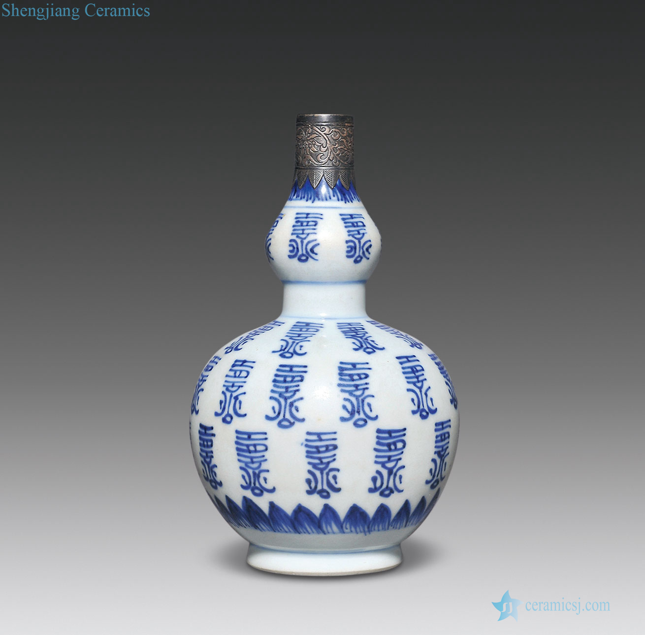 The qing emperor kangxi Small gourd bottle blue life of words