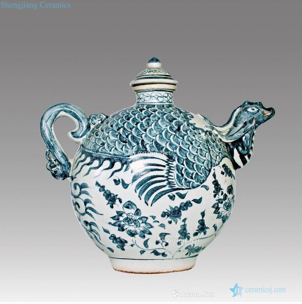 The yuan dynasty Blue and white grain flat bottles