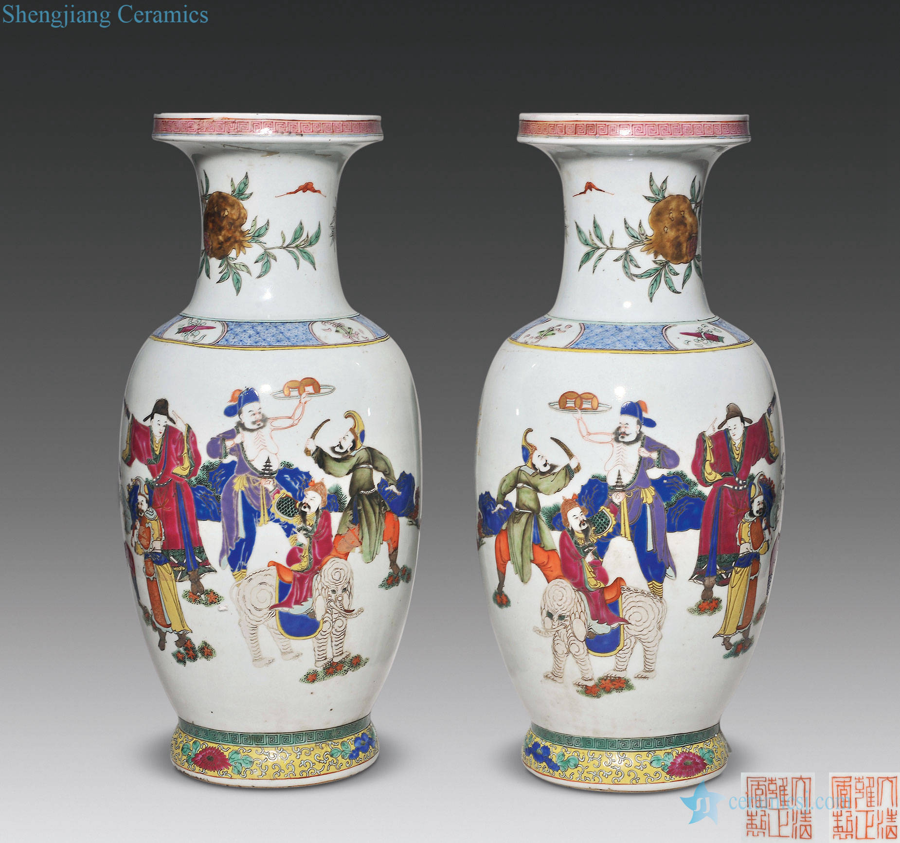 In late qing pastel eight pretty figure large bottle up chunks (a)