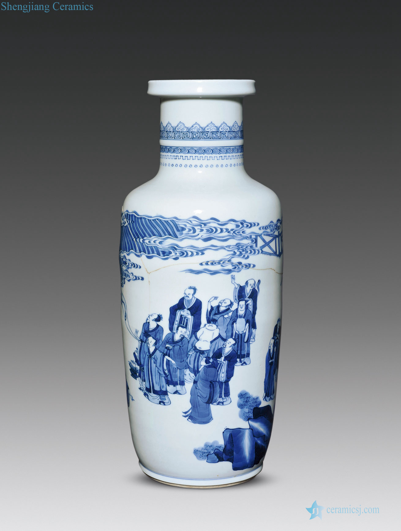 qing Blue and white spirit character lines were bottles