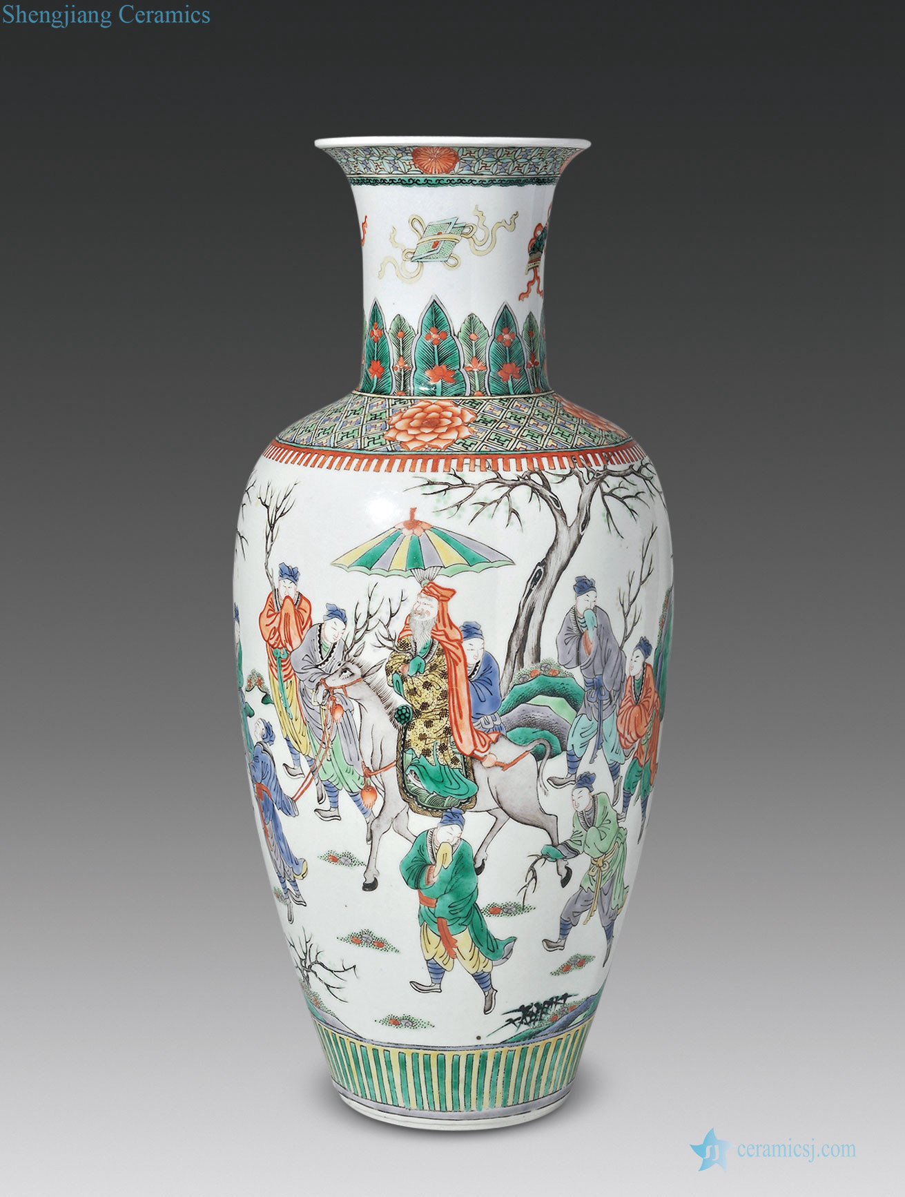 In late qing dynasty Colorful character lines goddess of mercy bottle