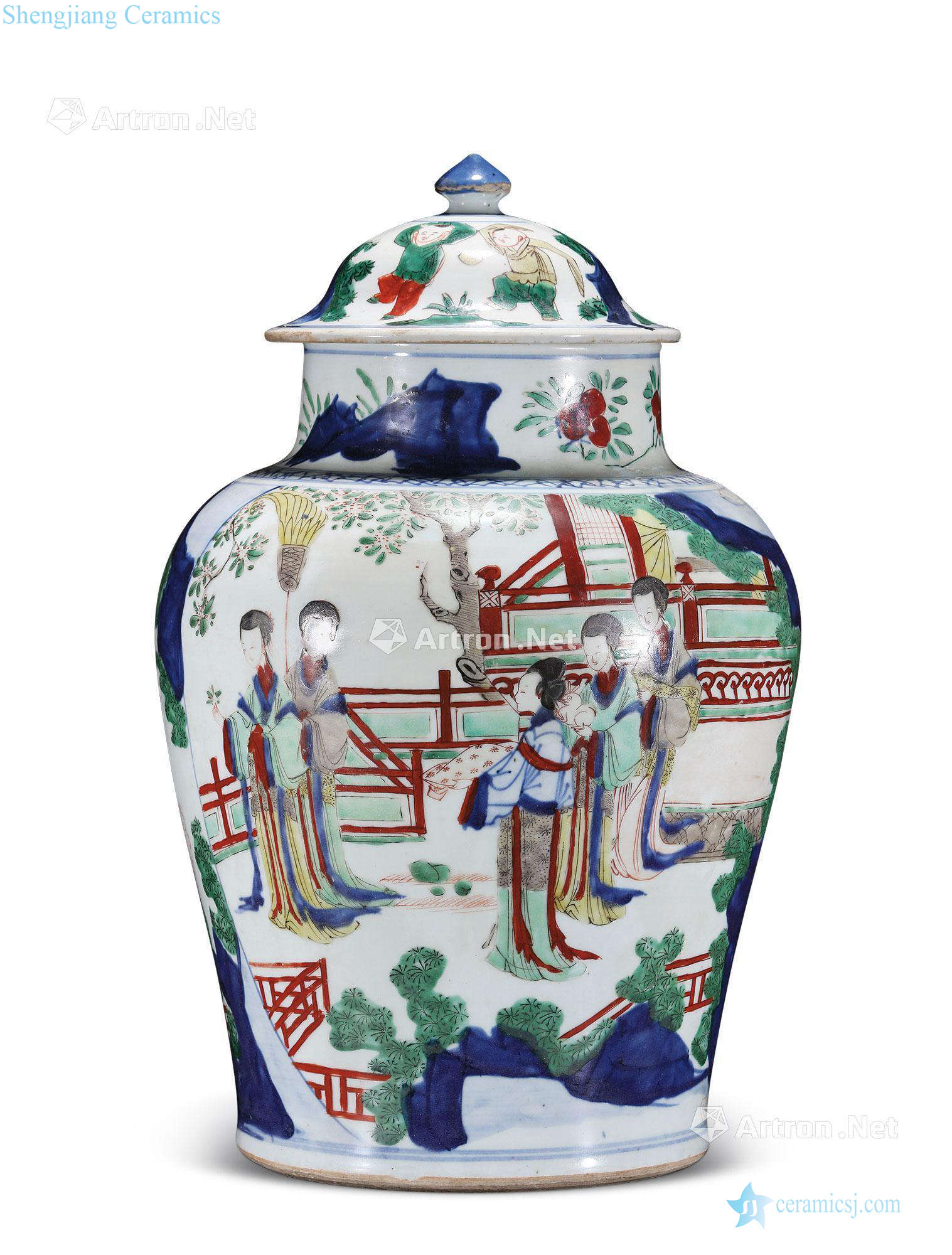 The qing emperor kangxi Blue and white color lady Chiang cans
