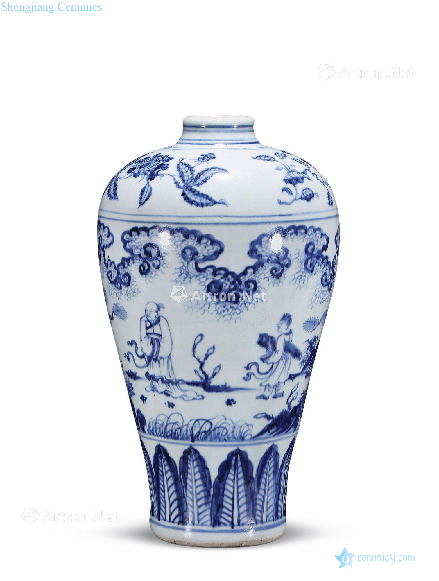 Ming Blue and white together with friends and relatives may bottle