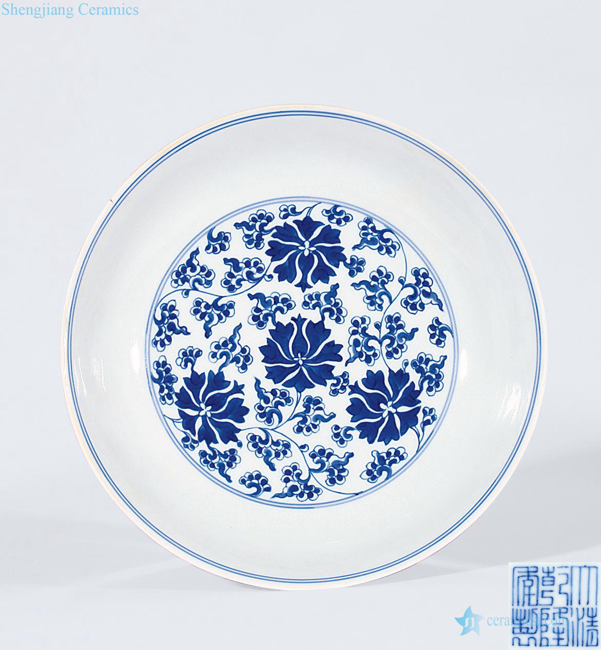 Qing qianlong Blue and white flower tray