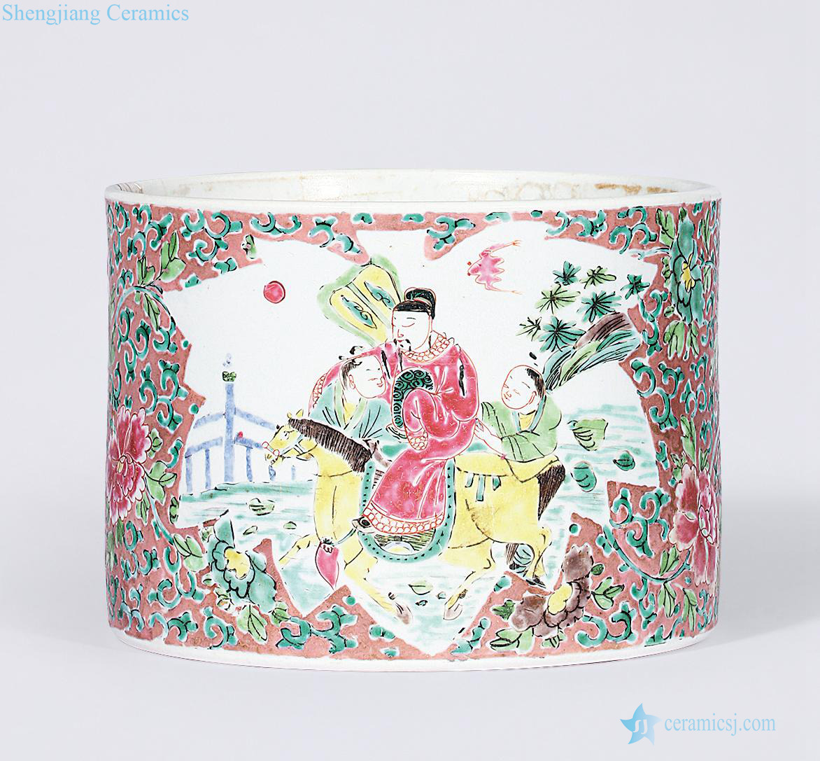 Stories of qing yongzheng pastel big brush pot