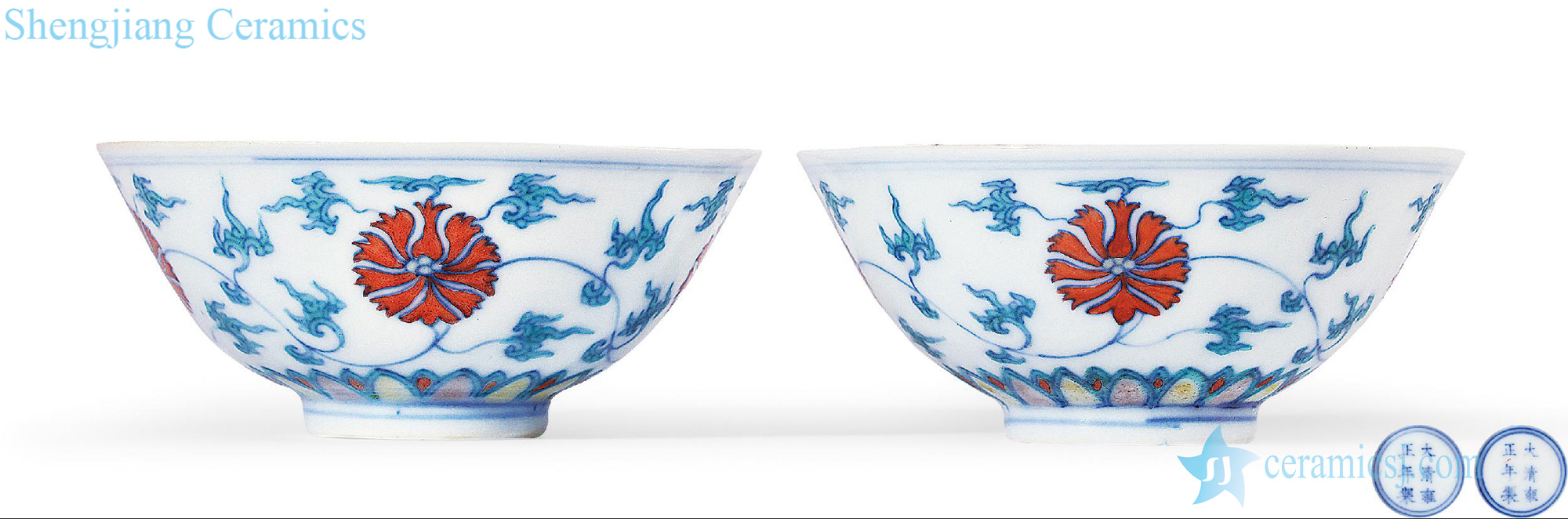 Qing yongzheng bucket colors lotus flower grain small bowl (a)