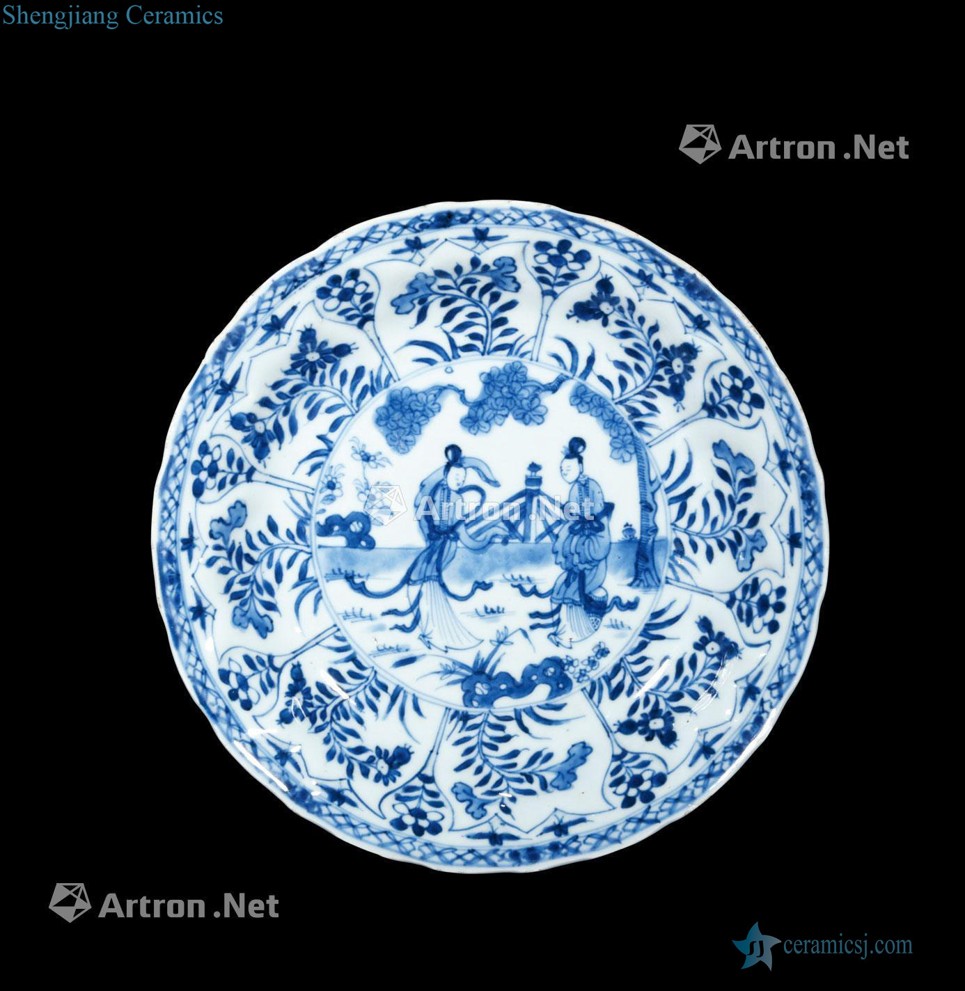 The qing emperor kangxi Blue and white lady mouth tray
