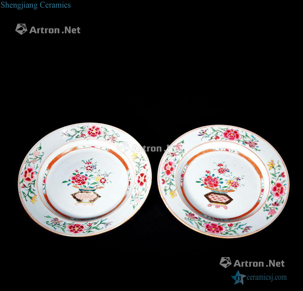 Qing yongzheng pastel flowers plate (a)