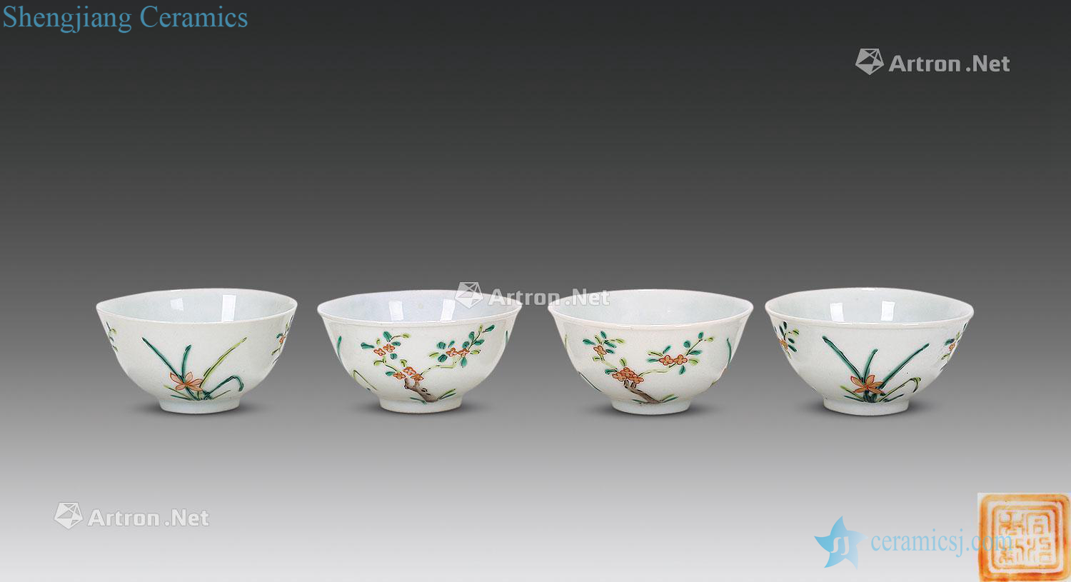 Small bowl of clear pastel flowers lines (four)