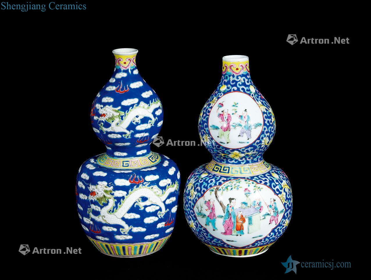 Clear pastel kirin SongZi gourd bottle each of a set of dragon pattern