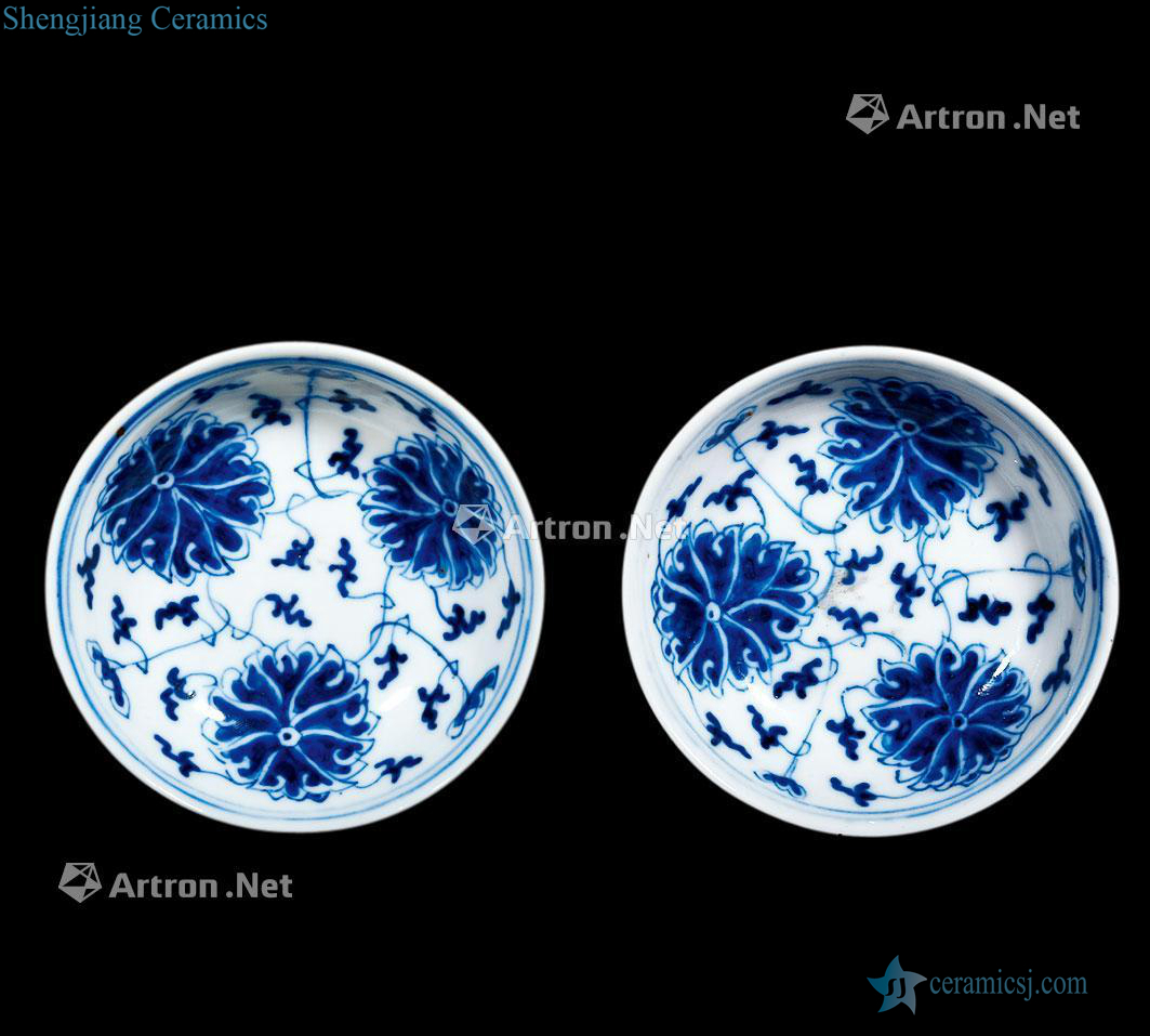 Qing guangxu Blue and white tie up lotus flower plate (a)