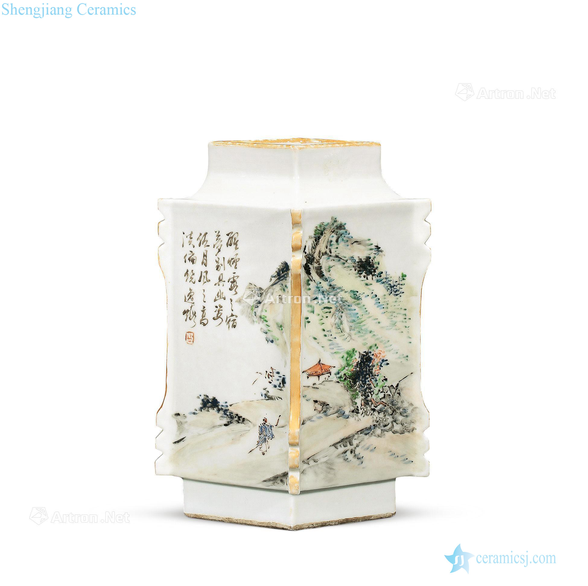 qing Diamond bottle MeiFengQiao shallow purple color landscape characters