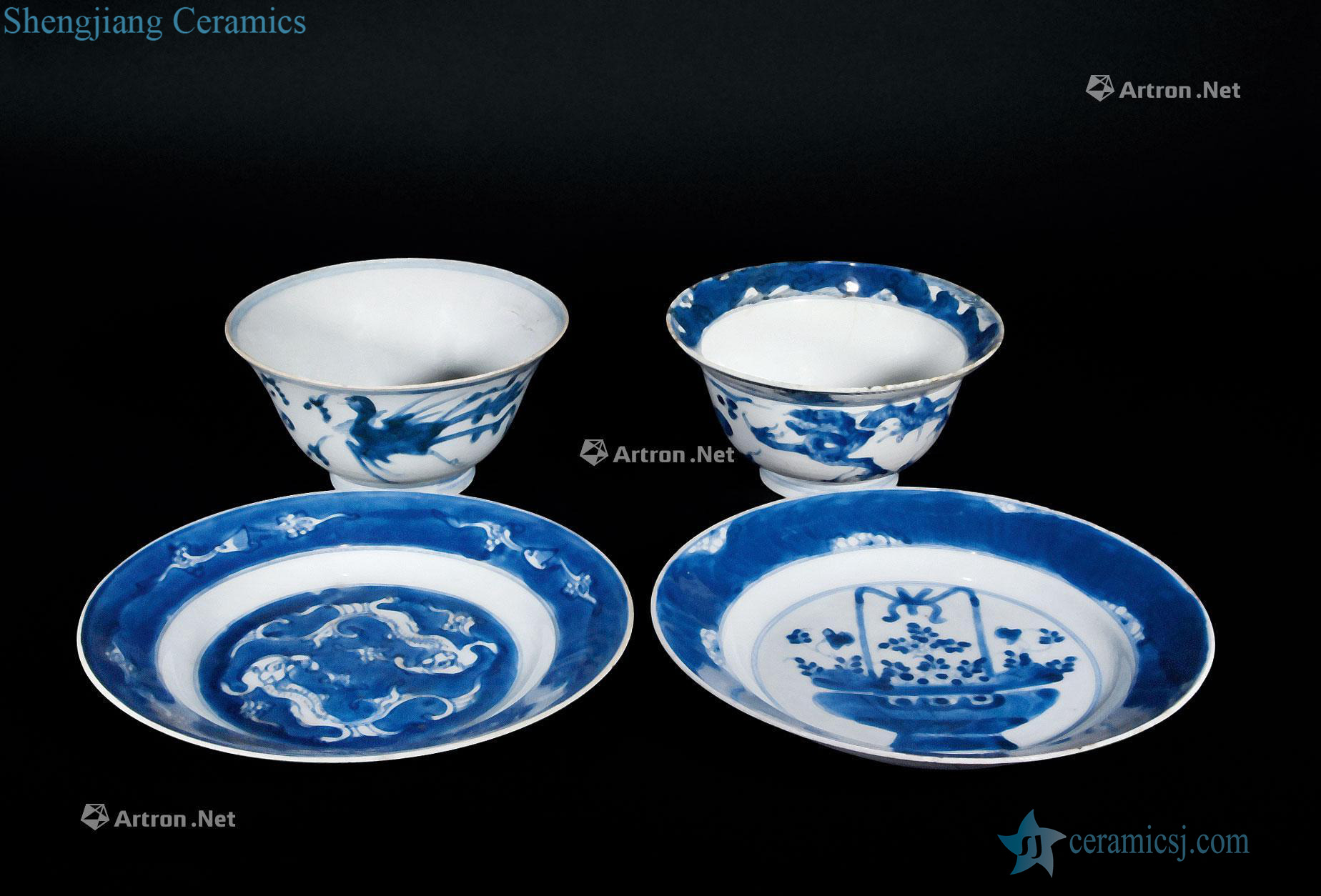 Qing porcelain dishes (four pieces)