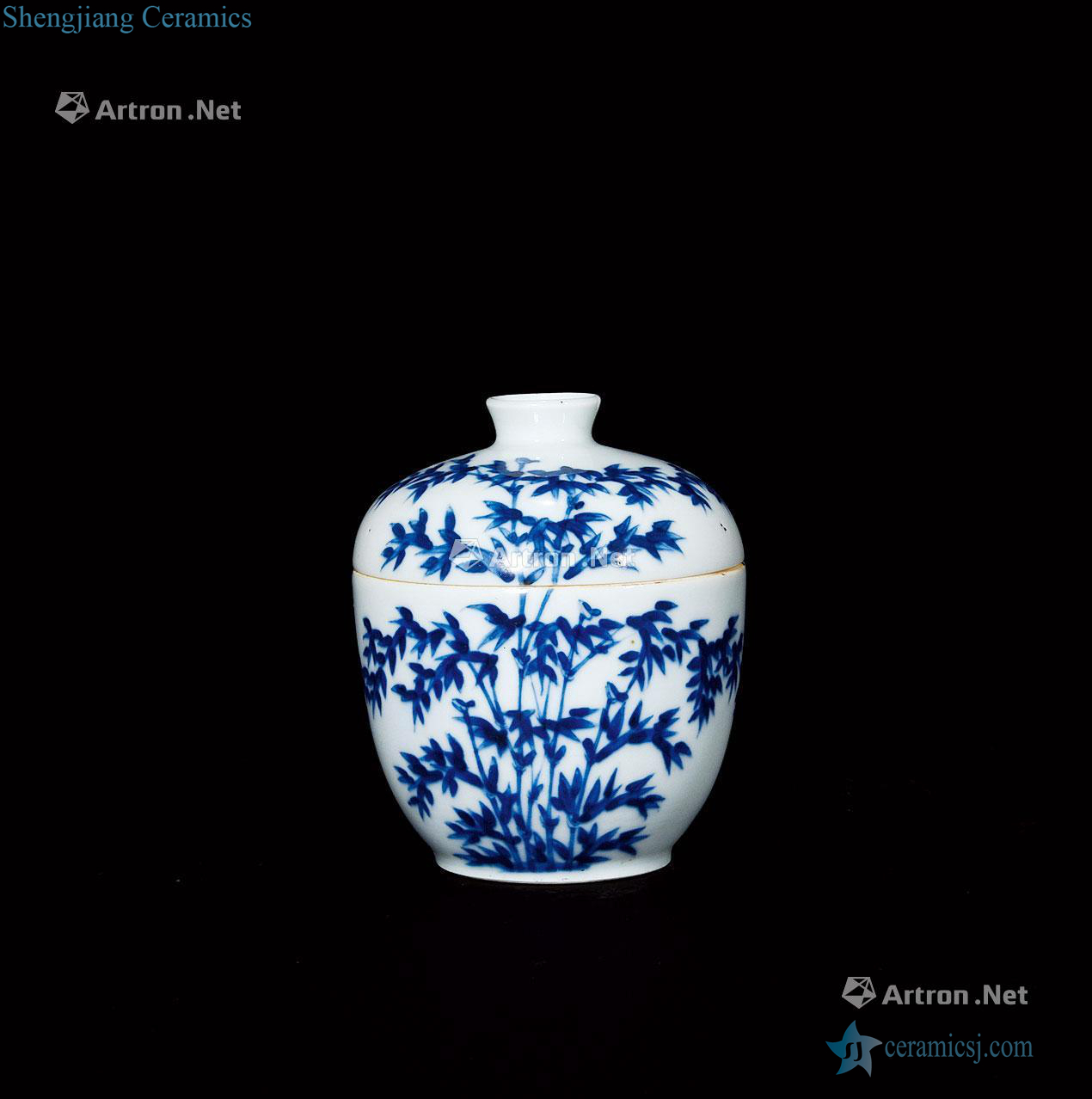 qing Blue and white poems cover cylinder