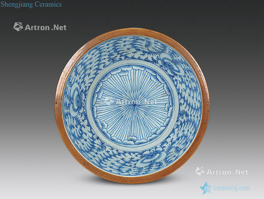 Qing jiaqing Zijin glaze porcelain basin of flower pattern