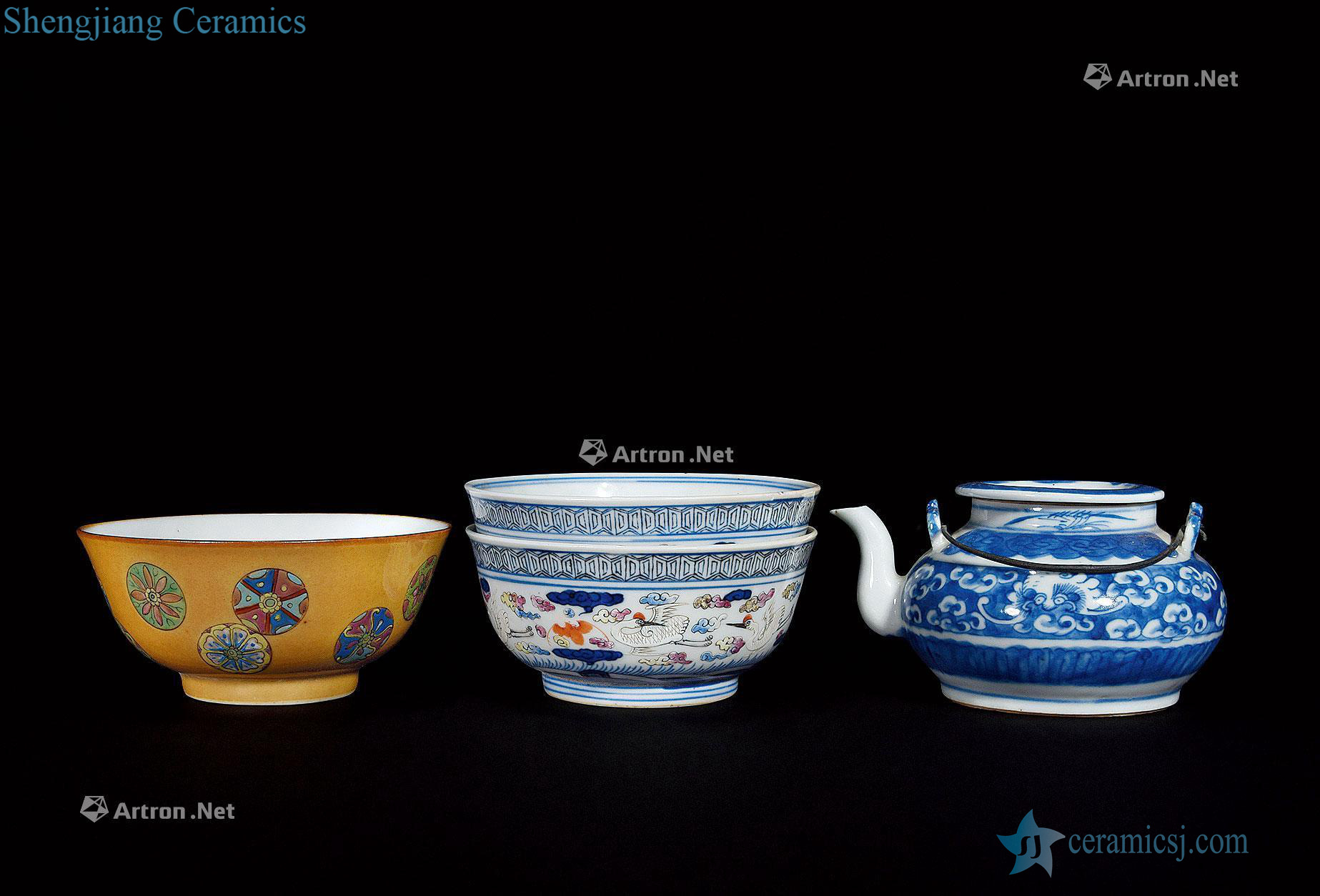 qing Blue and white powder enamel POTS bowl (a group of four pieces)