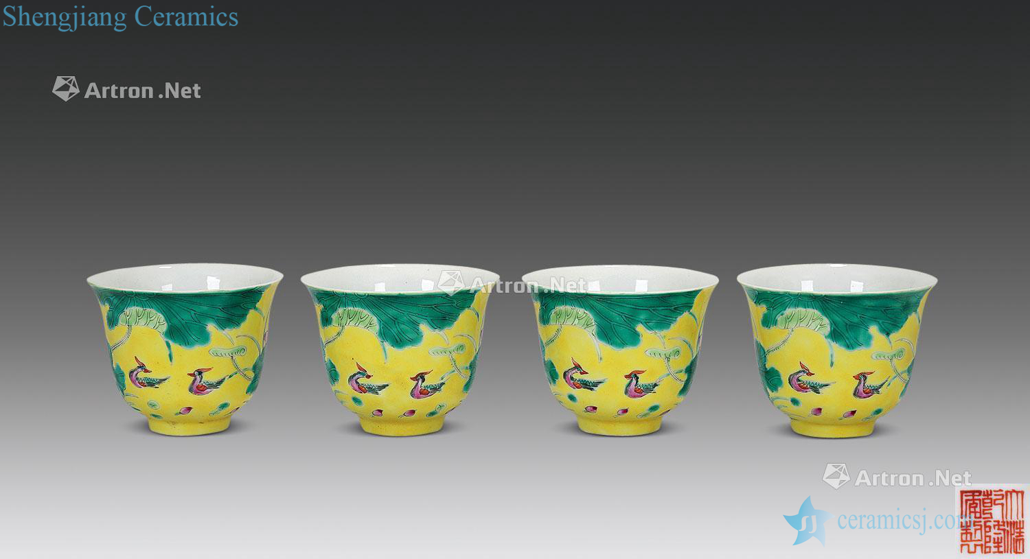 Clear pastel lotus pond yuanyang cup (four)