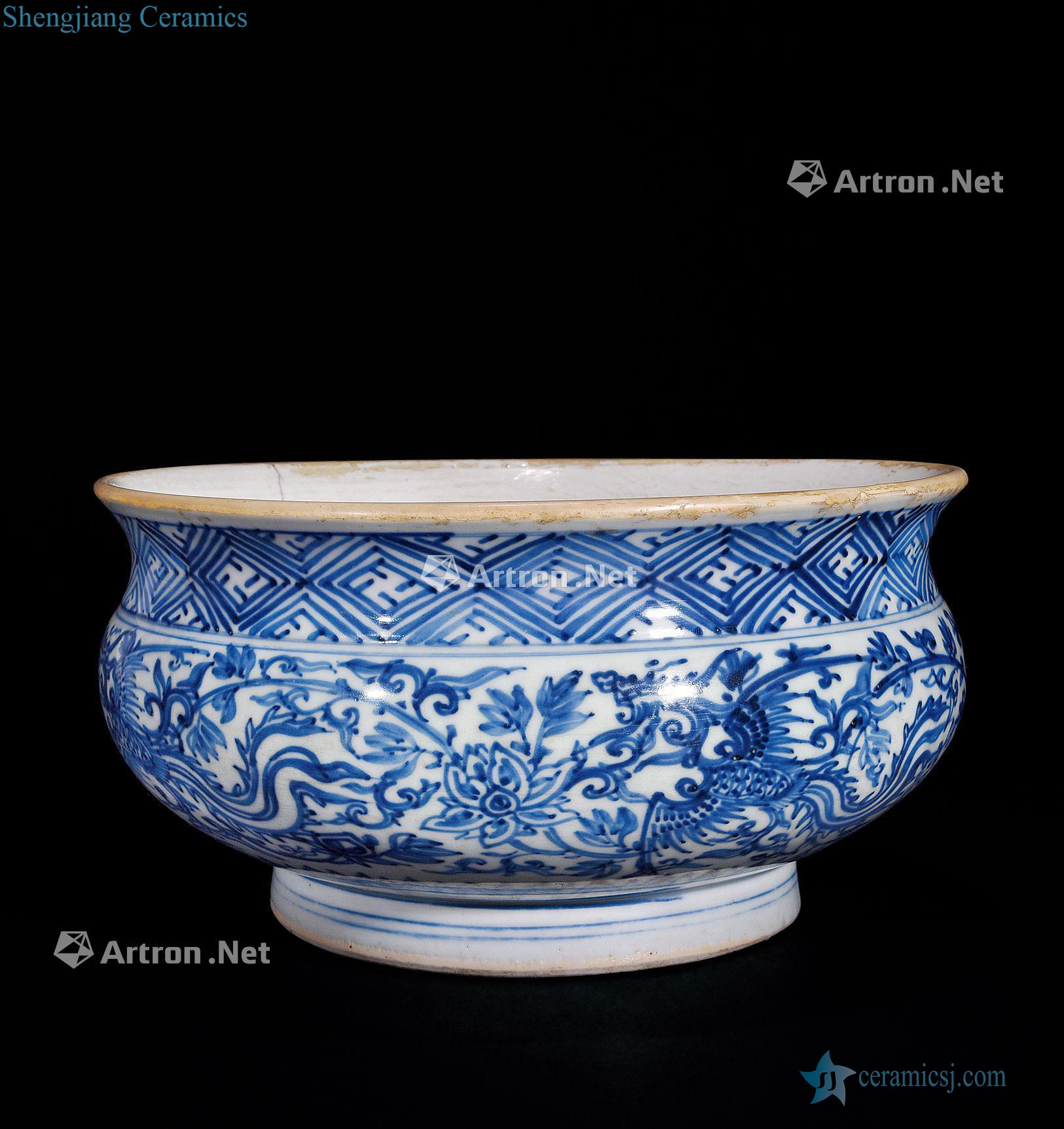 In the early qing Blue and white chicken WenXiangLu
