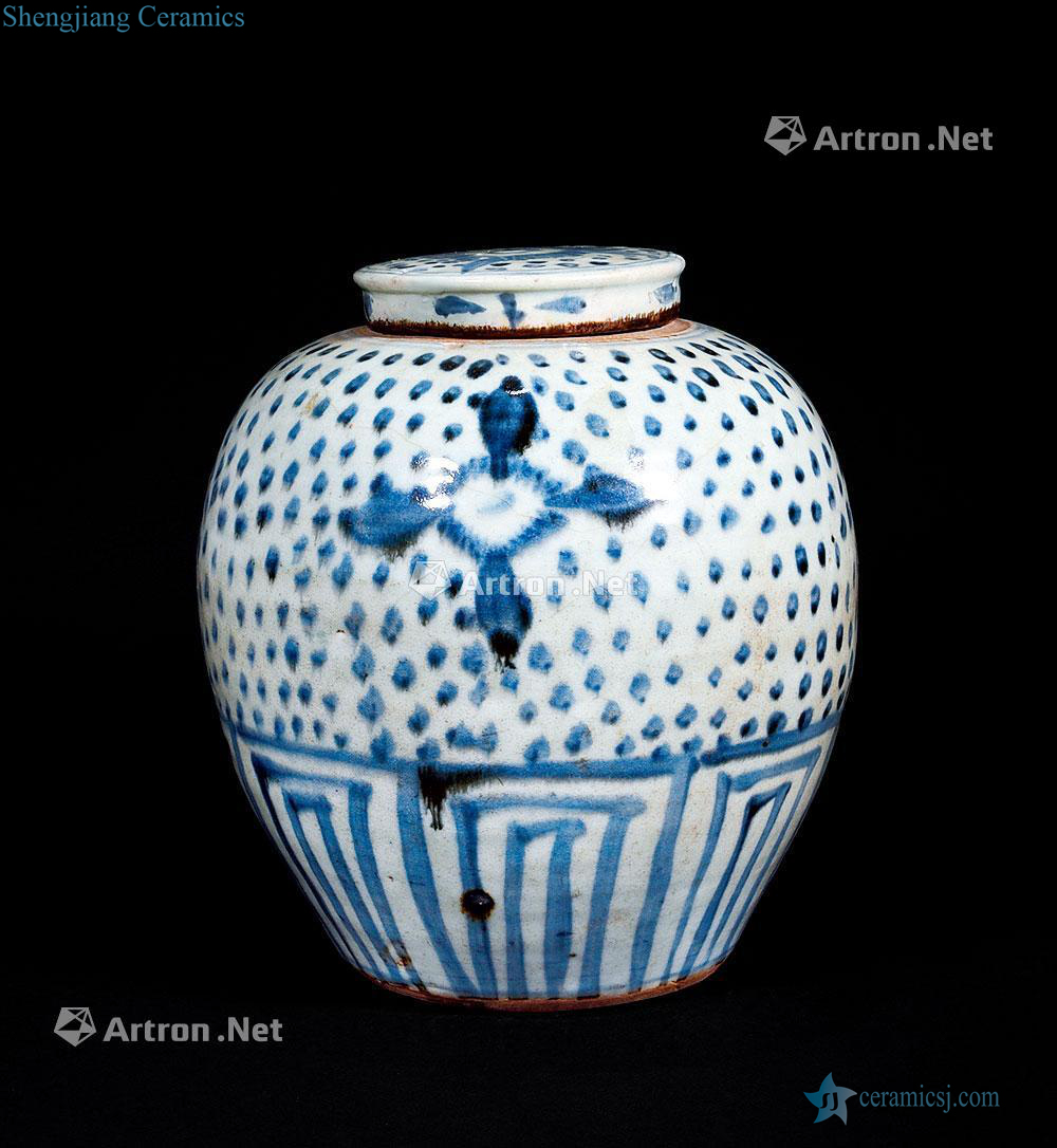 Ming Blue and white lines cover pot of flowers and plants