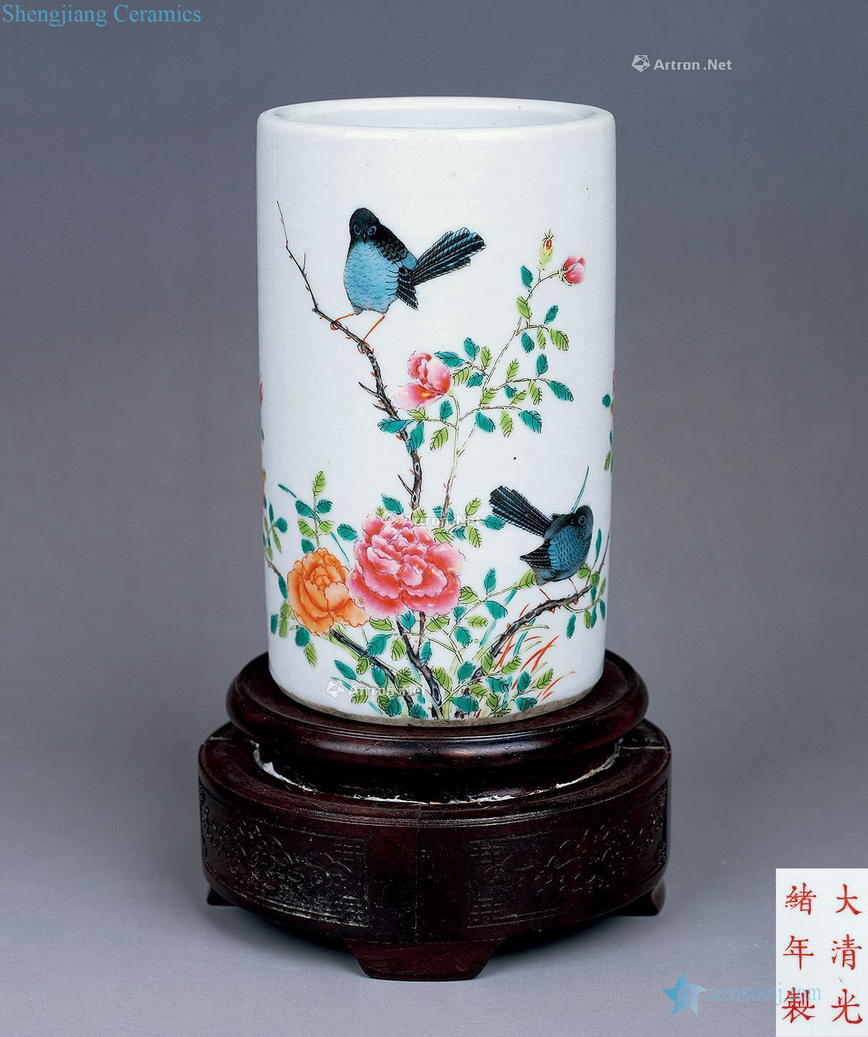 Qing powder enamel tattoo pen container