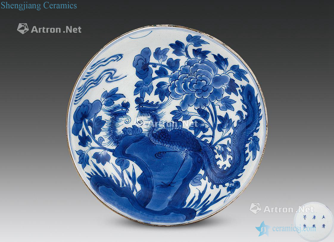 The qing emperor kangxi Blue and white chicken tray
