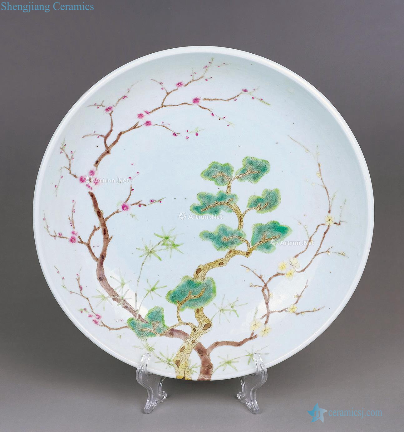 Qing yongzheng pastel a wall poetic TuShang plate