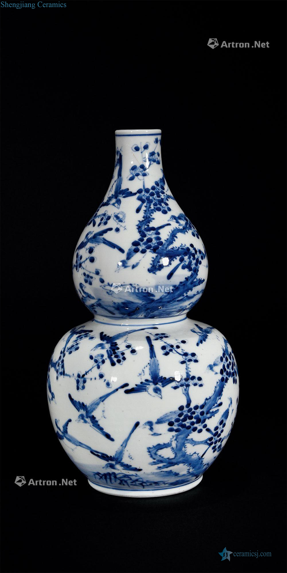 qing Blue and white flower on the gourd bottle