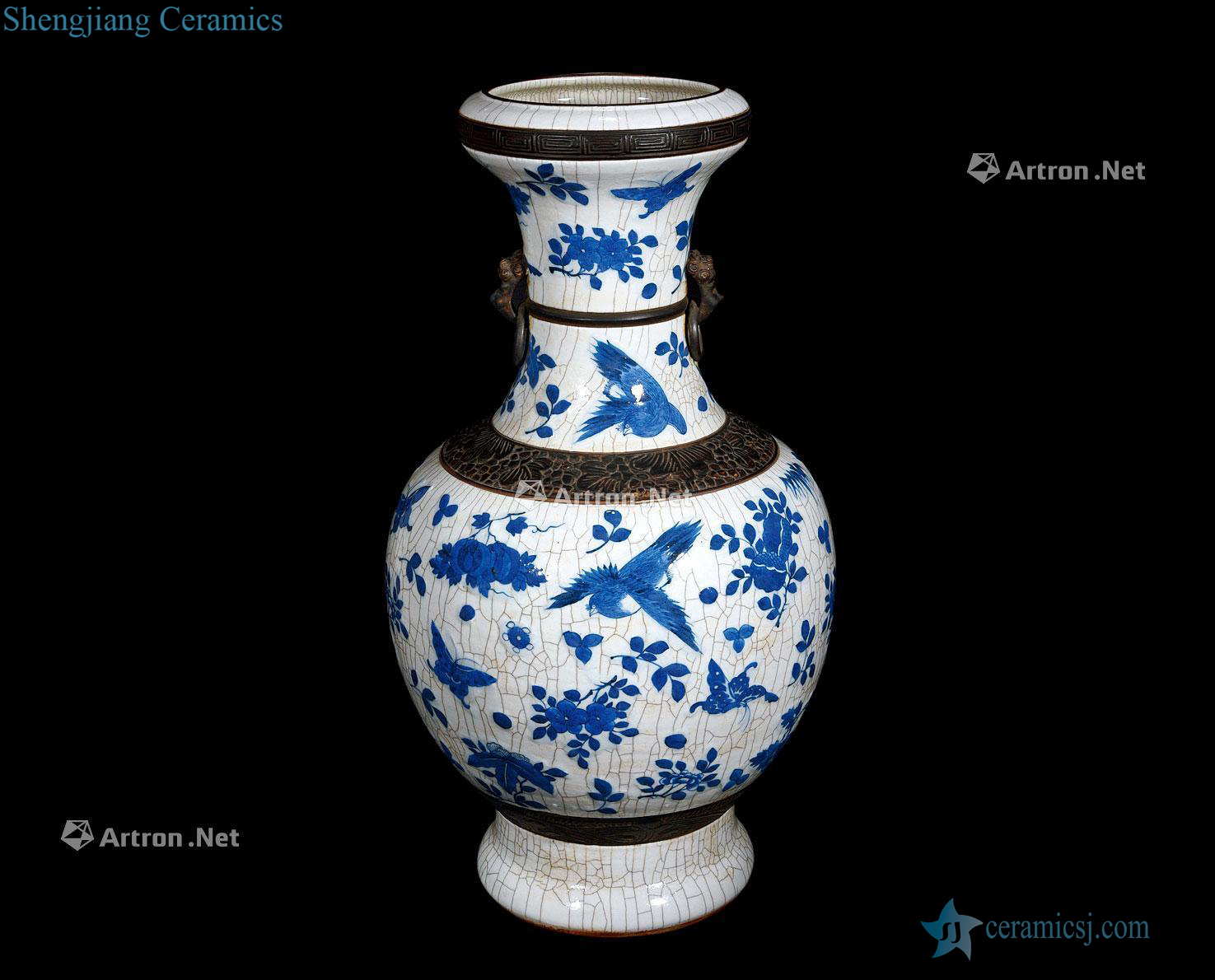 Brother qing glaze porcelain painting of flowers and auxiliary first wash mouth bottle