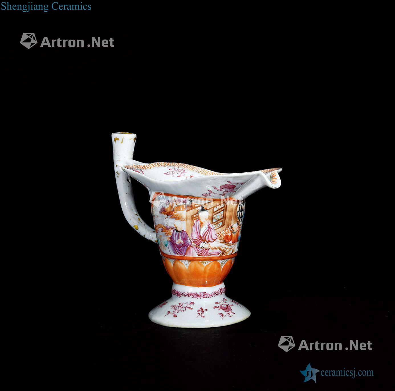 Qing qianlong pastel colour character milk cup