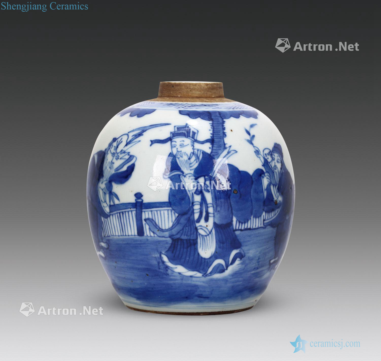 Qing dynasty blue and white samsung canister