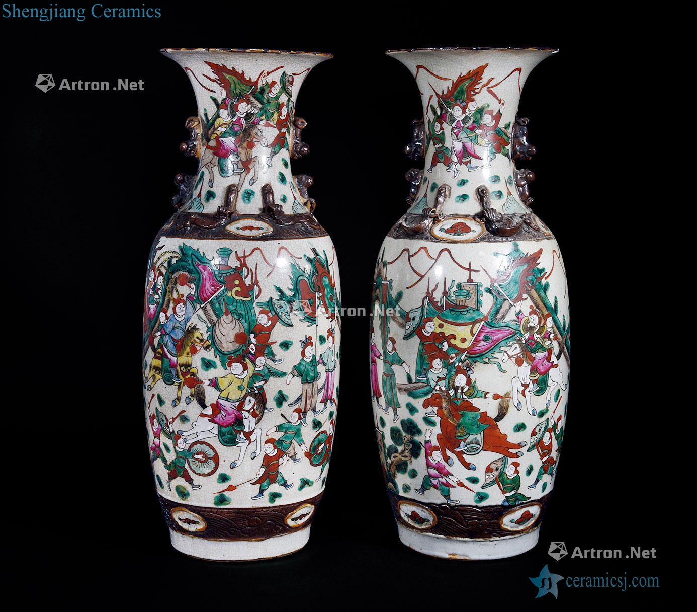 Brother qing glaze colorful characters story bottle (a)