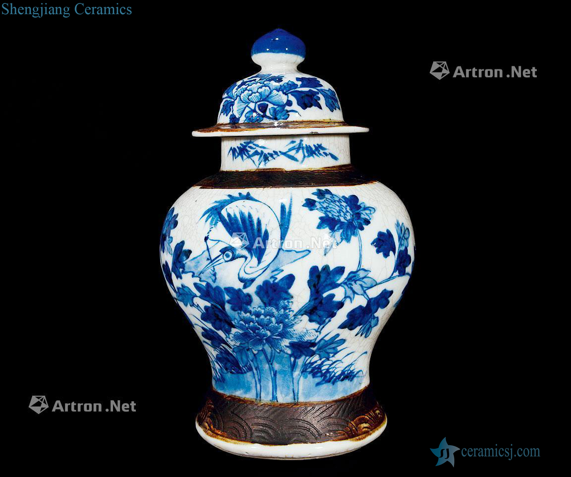 Brother qing glaze blue and white flower on the general tank