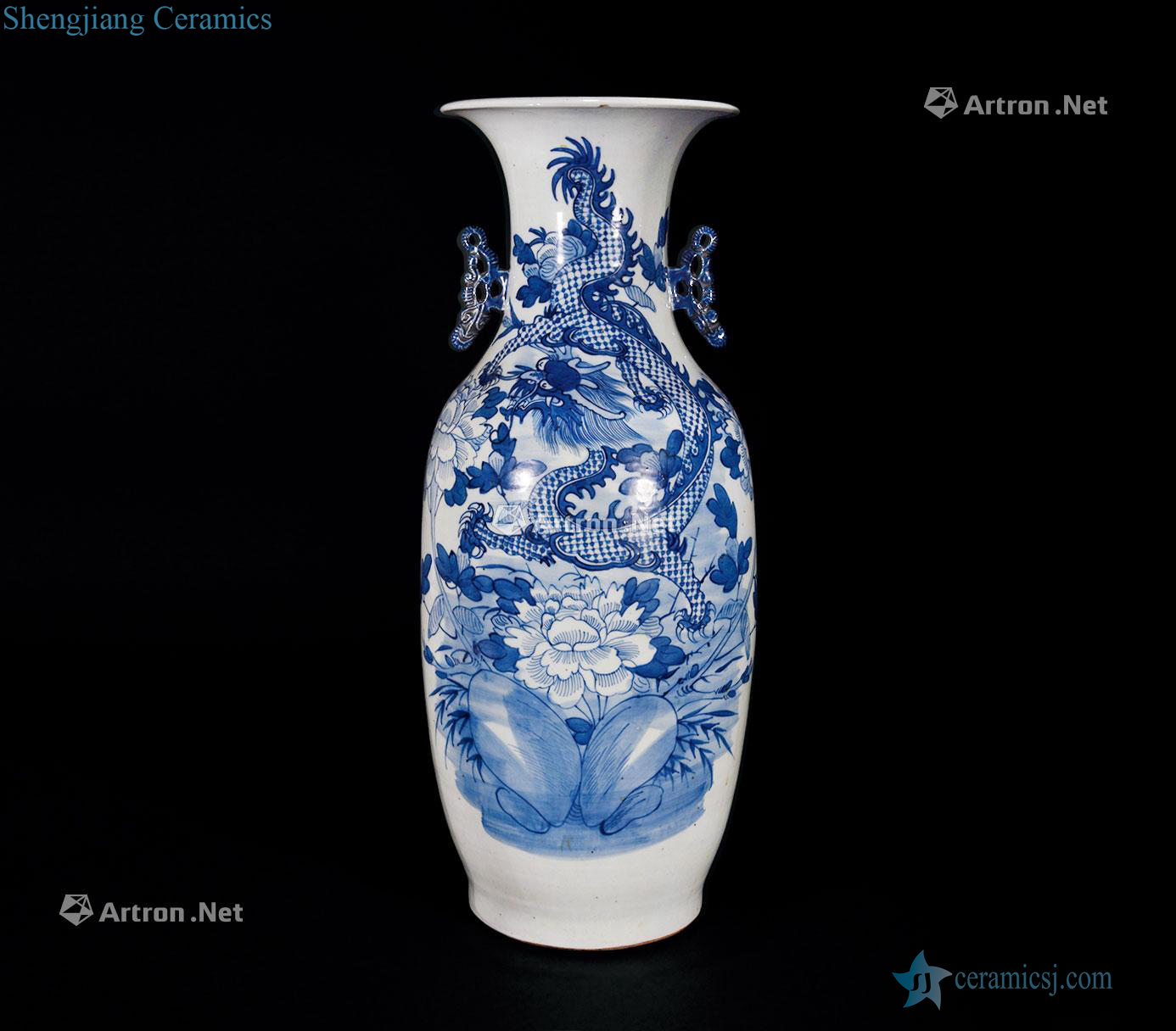 qing Blue and white dragon vase