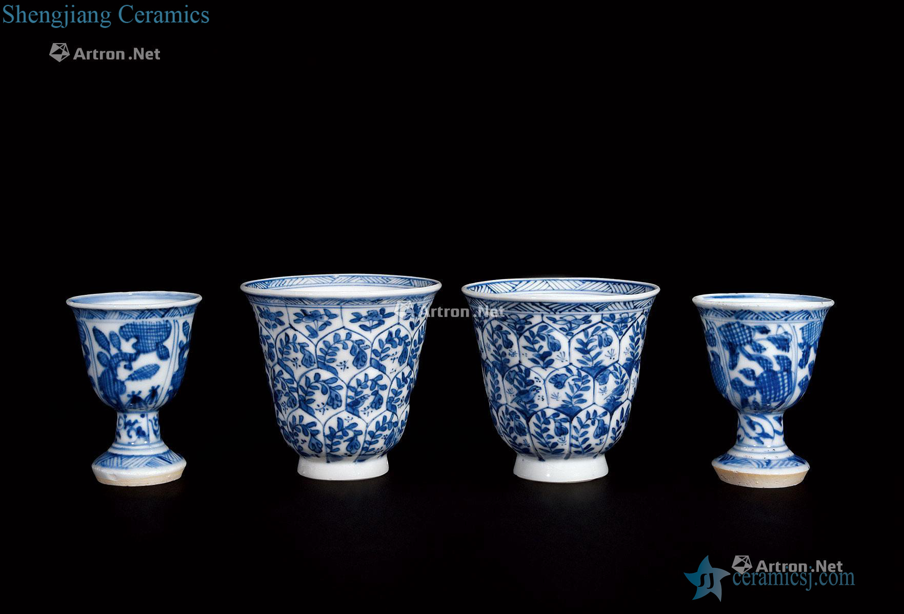 Blue and white flower cup of the reign of emperor kangxi (group a)