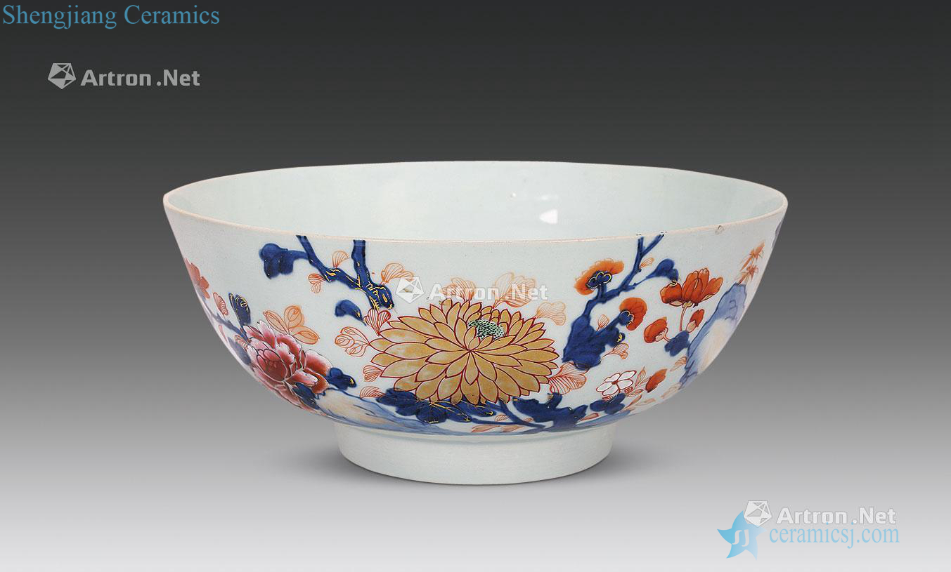 Qing yongzheng porcelain enamel wall flower grain big bowl