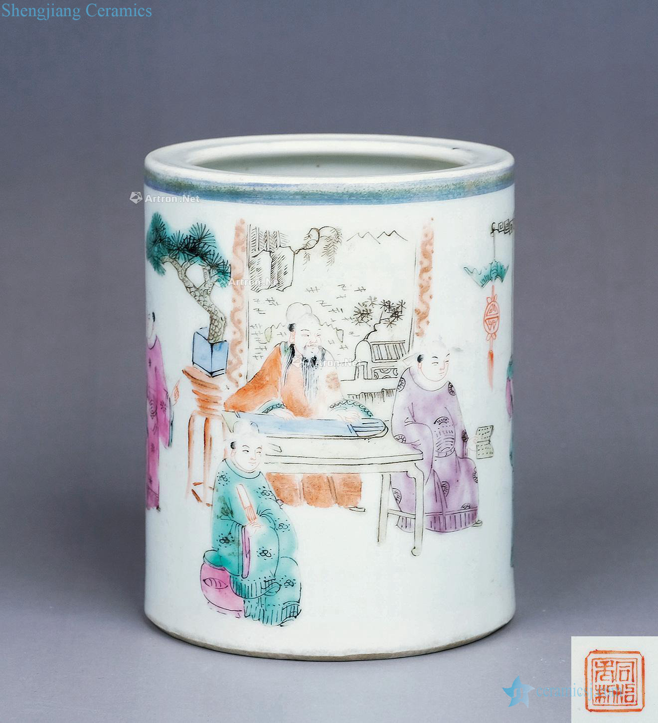 Clear pastel characters story lines brush pot
