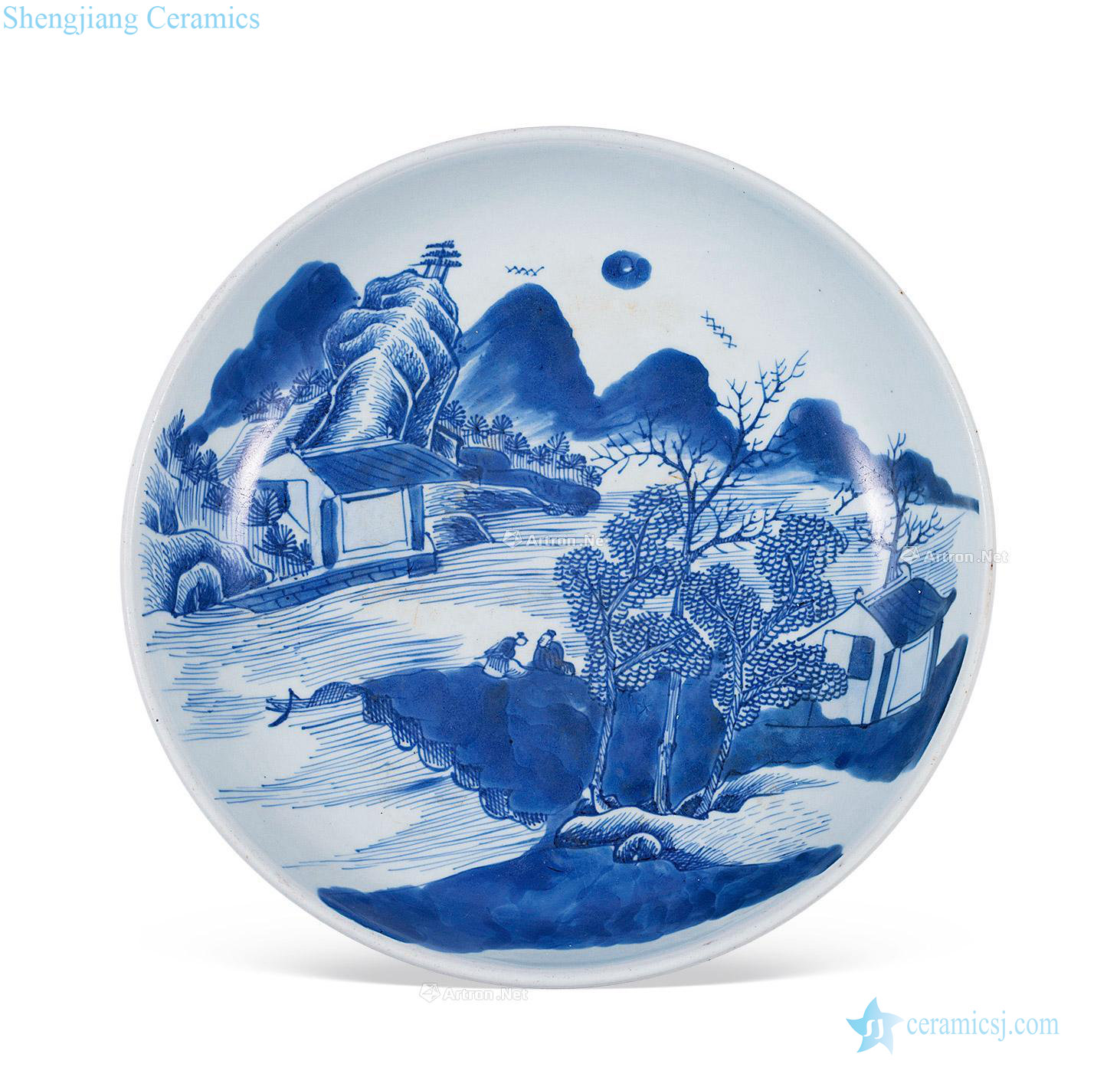 The qing emperor kangxi Blue and white landscape figure