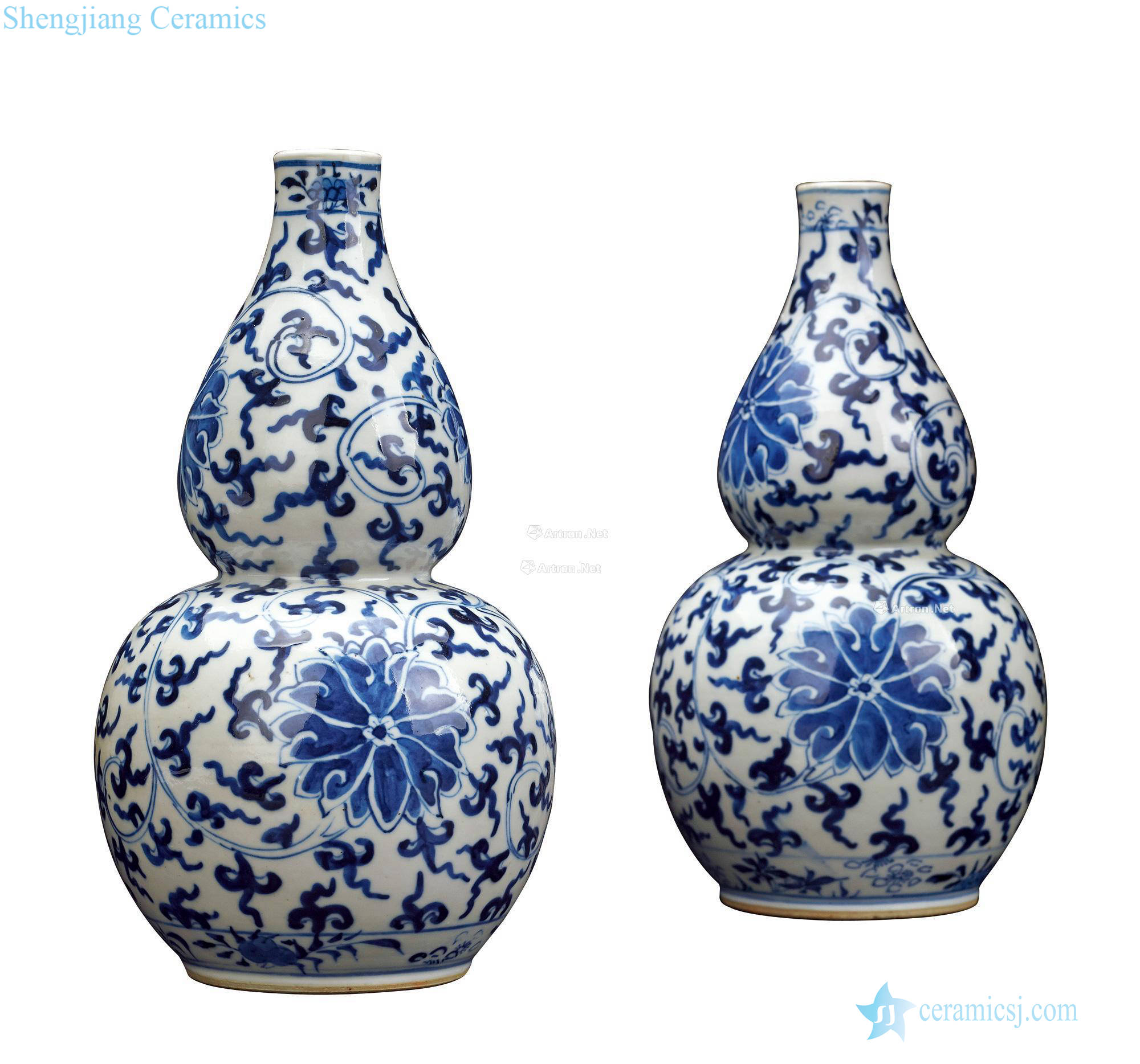 Qing guangxu Blue and white tie up branch peony grains bottle gourd (a)