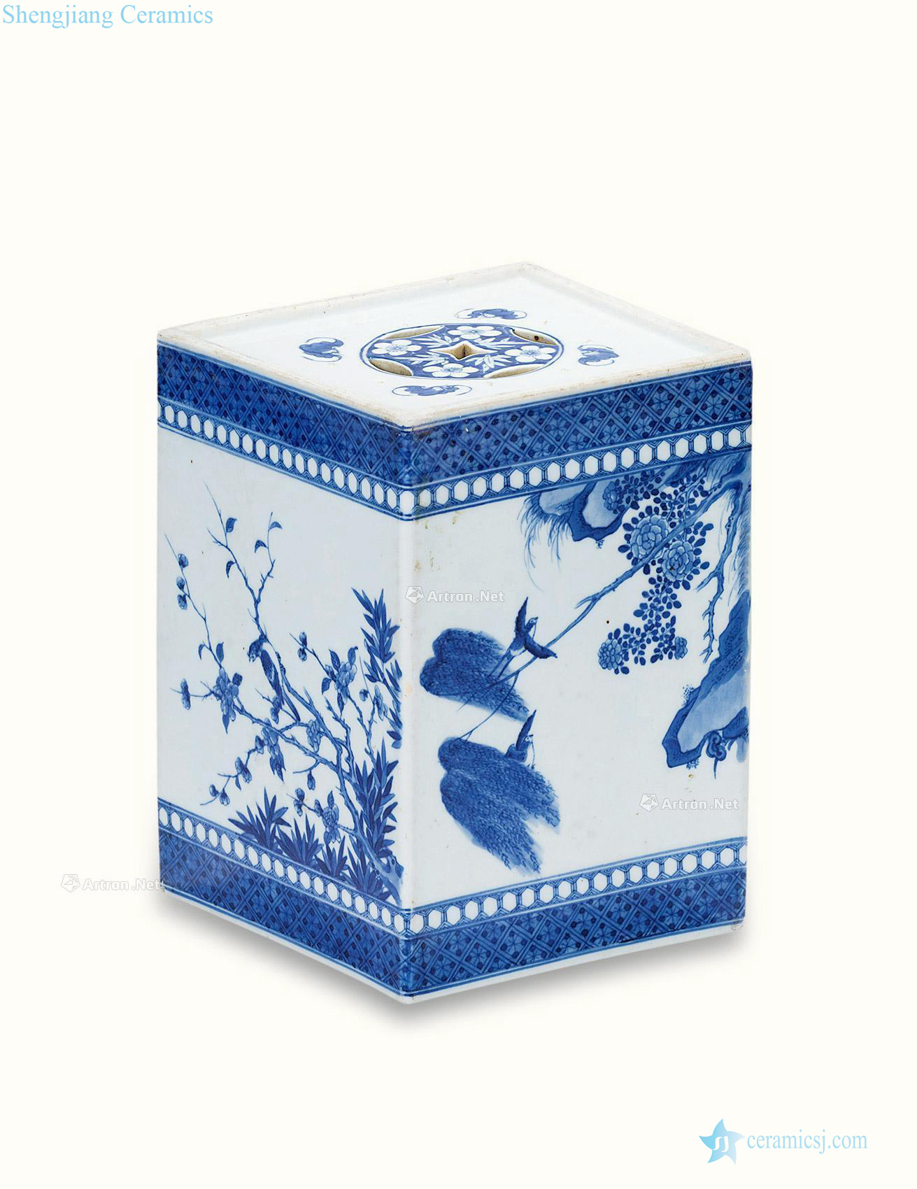 qing Blue and white flower on grain pillow