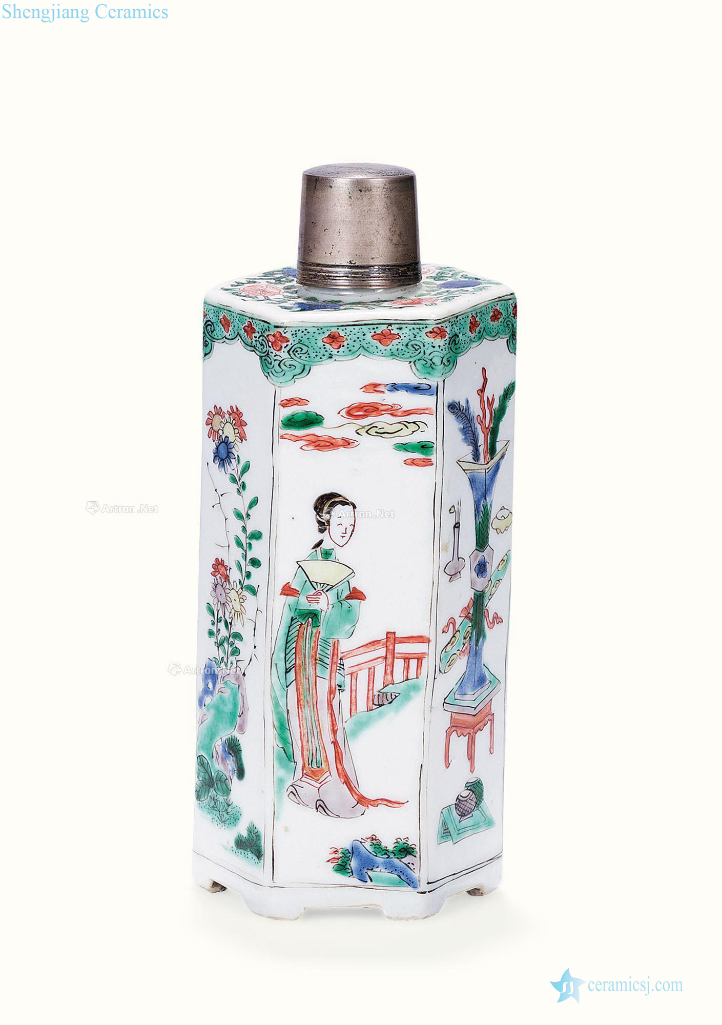 Stories of the qing emperor kangxi colorful figure six-party caddy
