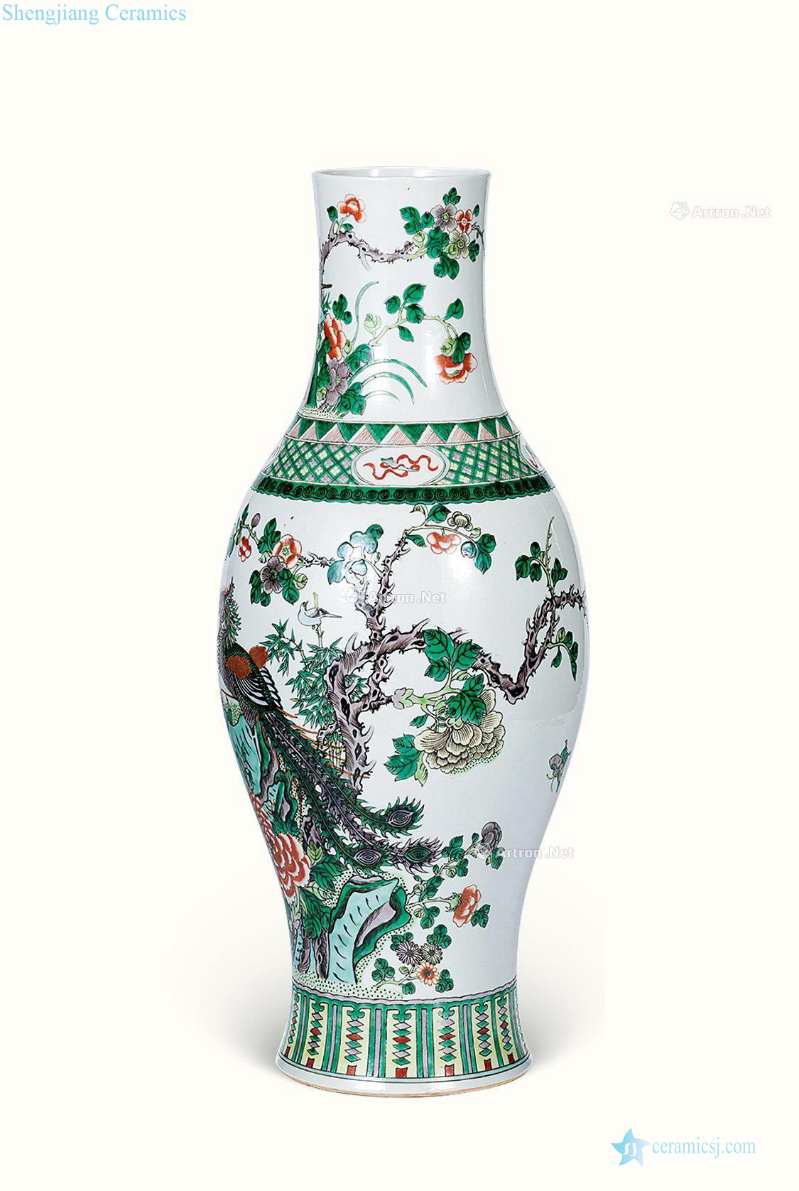 Qing figure olive bottles of colorful flowers and birds