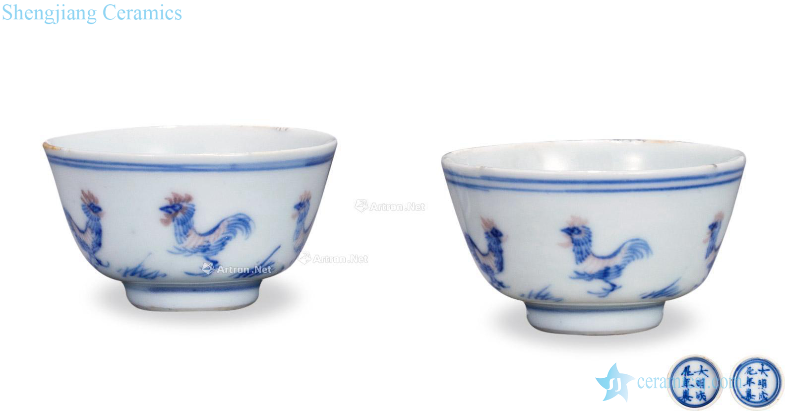 The qing emperor kangxi Blue and white youligong prosperous figure cup (a)