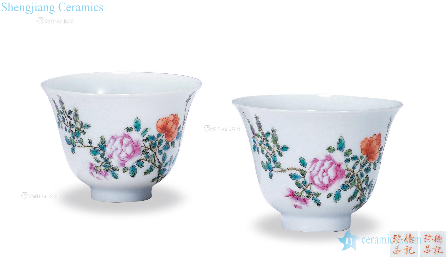 Clear pastel flowers figure cup (a)