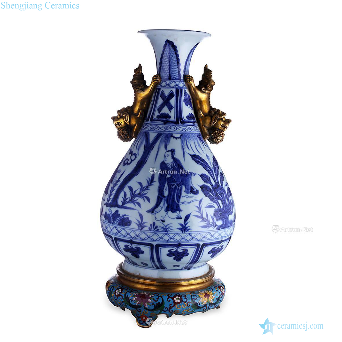 Stories of the yuan dynasty blue-and-white okho spring bottle