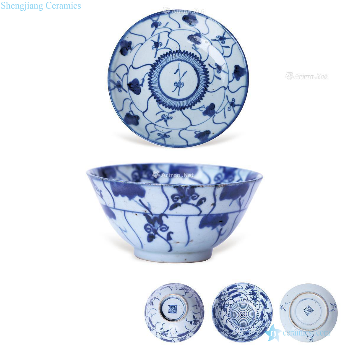 In the early qing Blue and white ganoderma lucidum tray/bowl