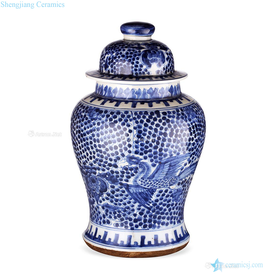 In the early qing Blue and white floral general grain tank