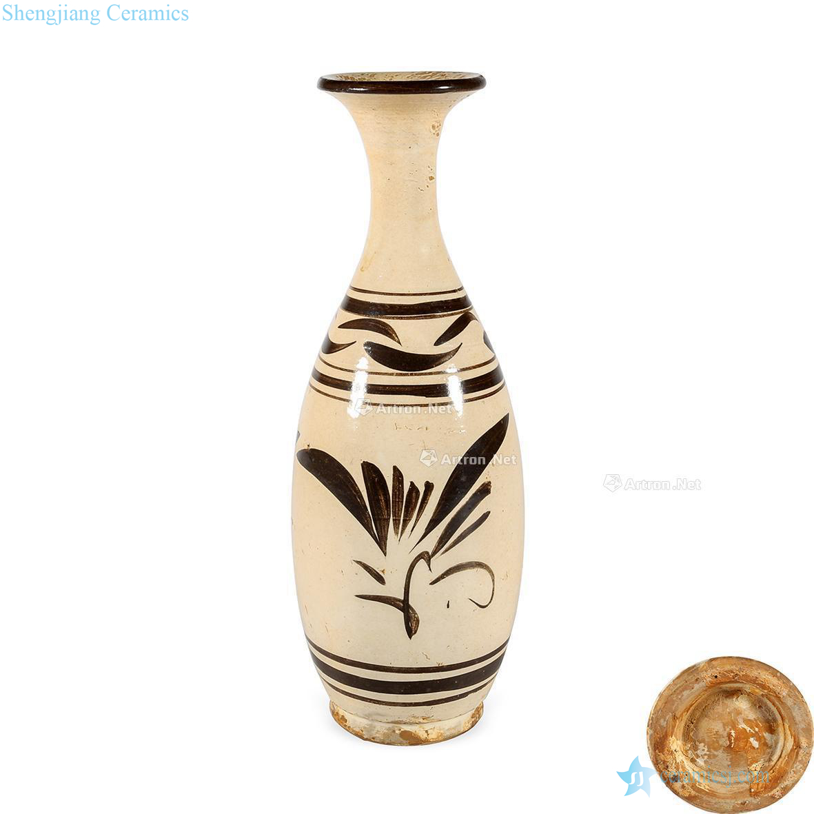 Magnetic state kiln in song dynasty, white-floored black flower okho spring bottle