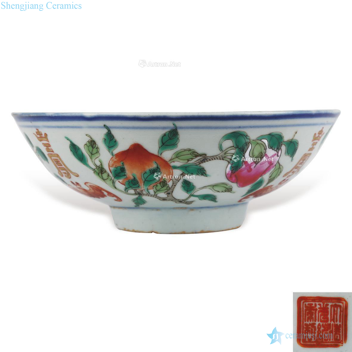 Pastel reign of qing emperor guangxu sanduo green-splashed bowls